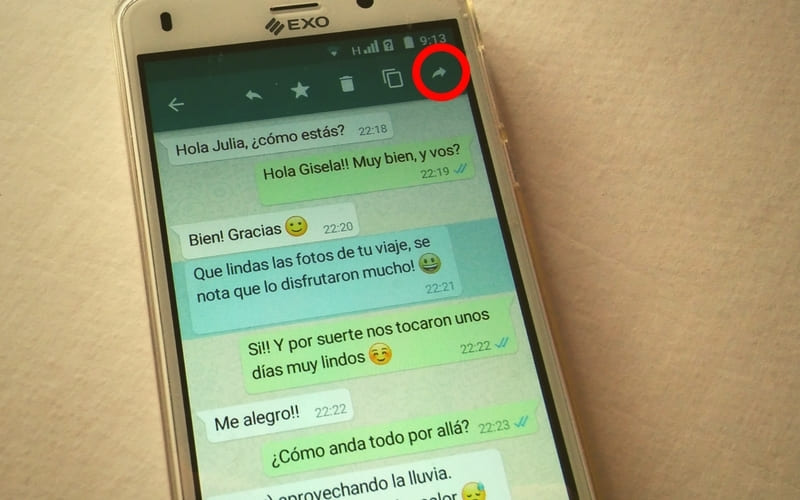 como reenviar mensaje en whatsapp