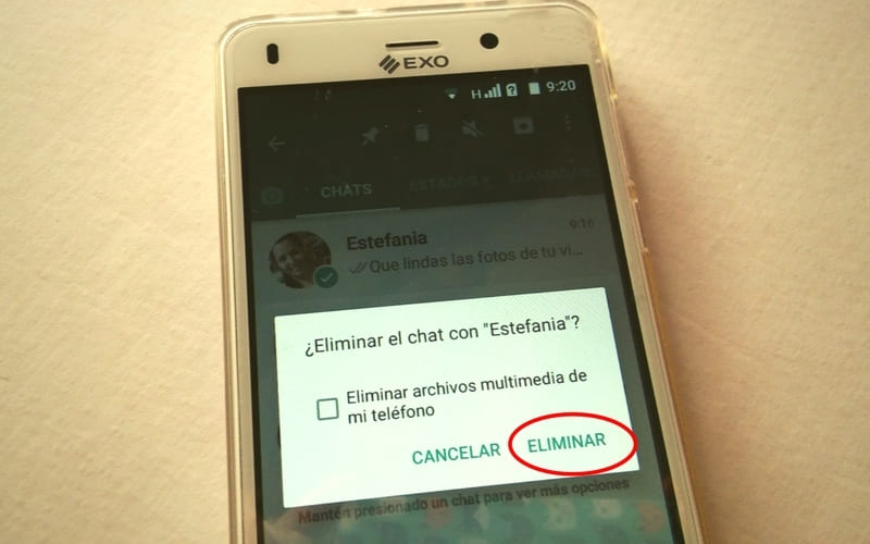 como eliminar chat en whatsa