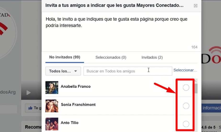 invitar a un amigo a dar me gusta a una página de Facebook