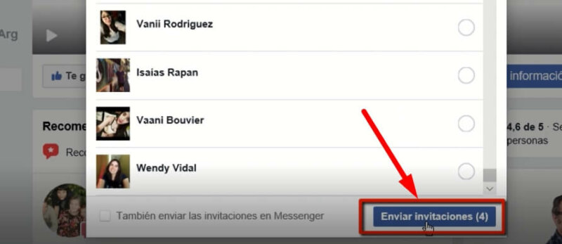 invitar a dar me gusta en facebook