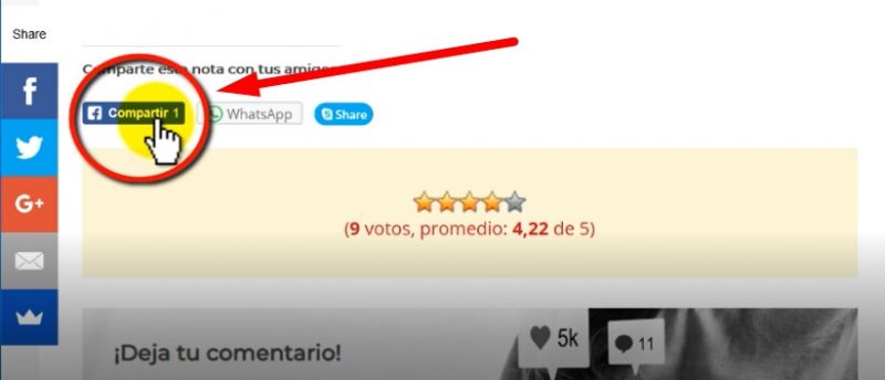 compartir nota blog en facebook