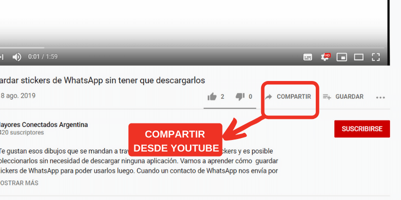 como compartir video de youtube