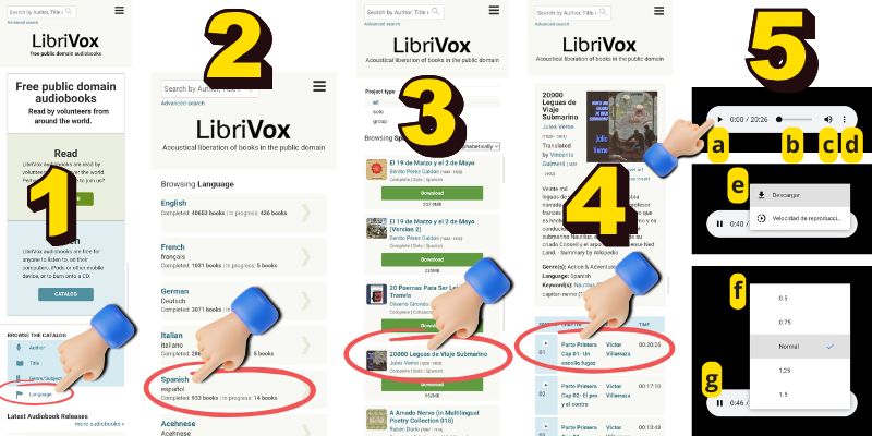 Captura de pantallas sitio LibriVox