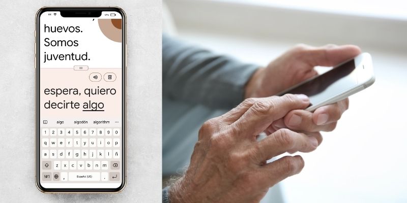 pantalla de celular con transcripción instantánea